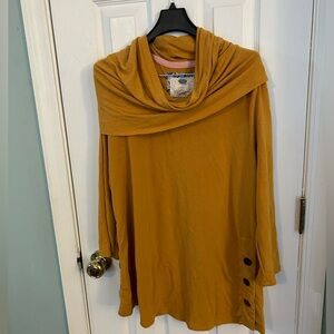 Cupio mustard long sleeve shawl collar tunic